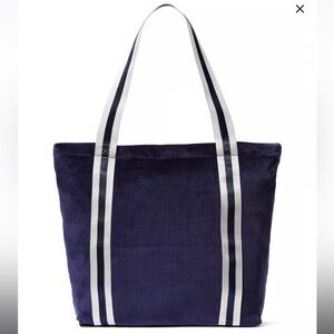 NWT Pink by Victoria’s Secret Navy and white ribbed velour tote bag